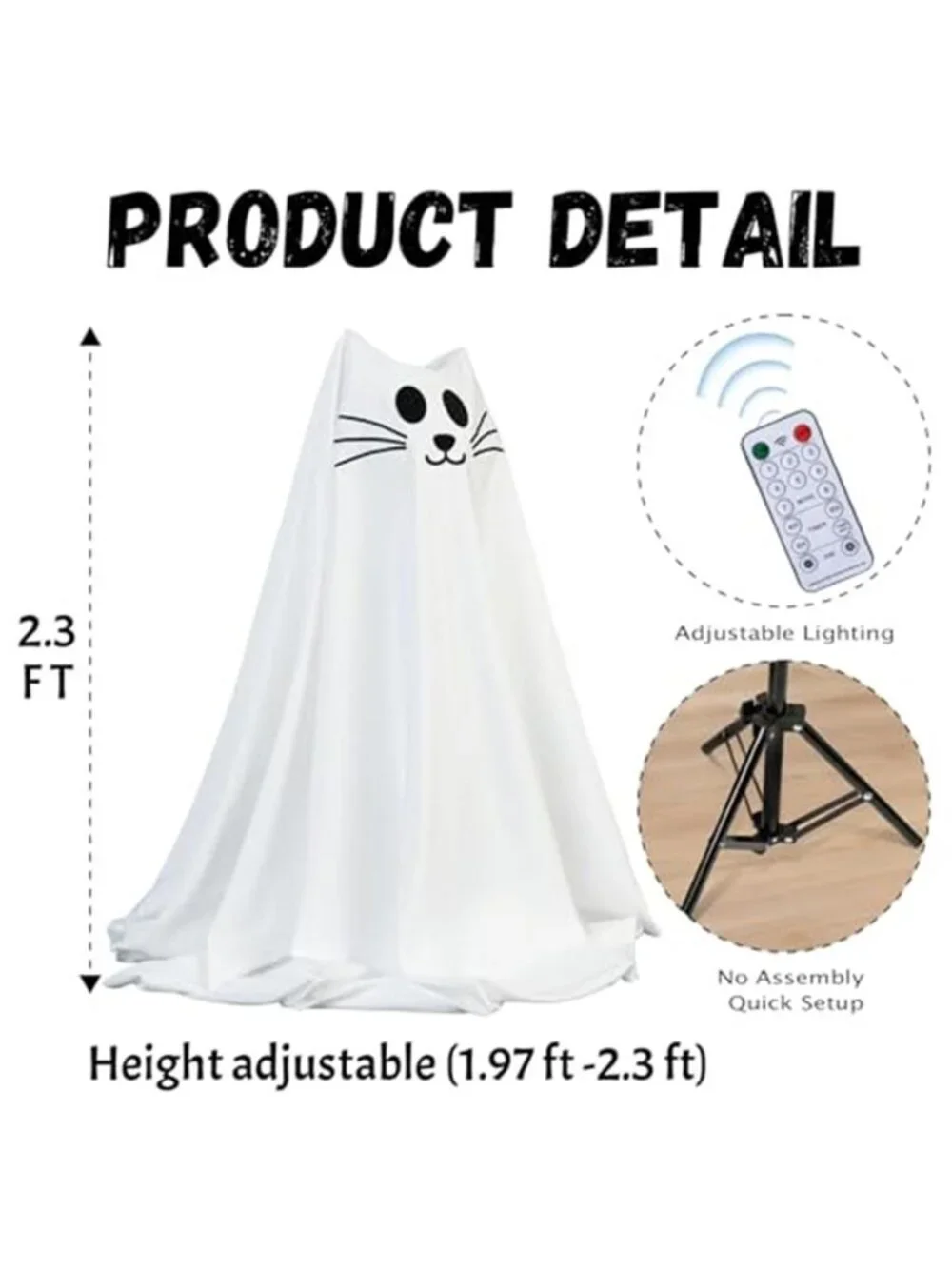 1 Pack Halloween Spooky Ghost Cat Outdoor Indoor Decoration - Picture 2 of 6